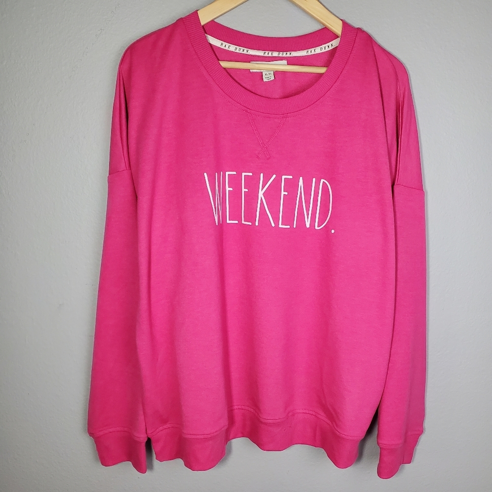 Rae Dunn Weekend pink sweater, XL